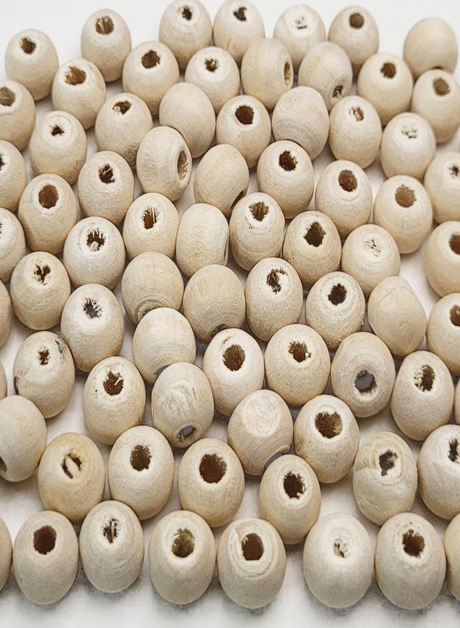 INDIKONB Natural Wood Beads Bulk Pack | Small & Large Hole Wooden Beads for Craft, Jewellery Making, Macrame, DIY & Bracelet Making (Cream 8MM)